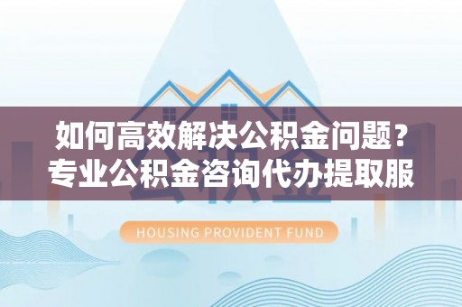 西夏如何高效解决公积金问题？专业公积金咨询代办提取服务来帮你